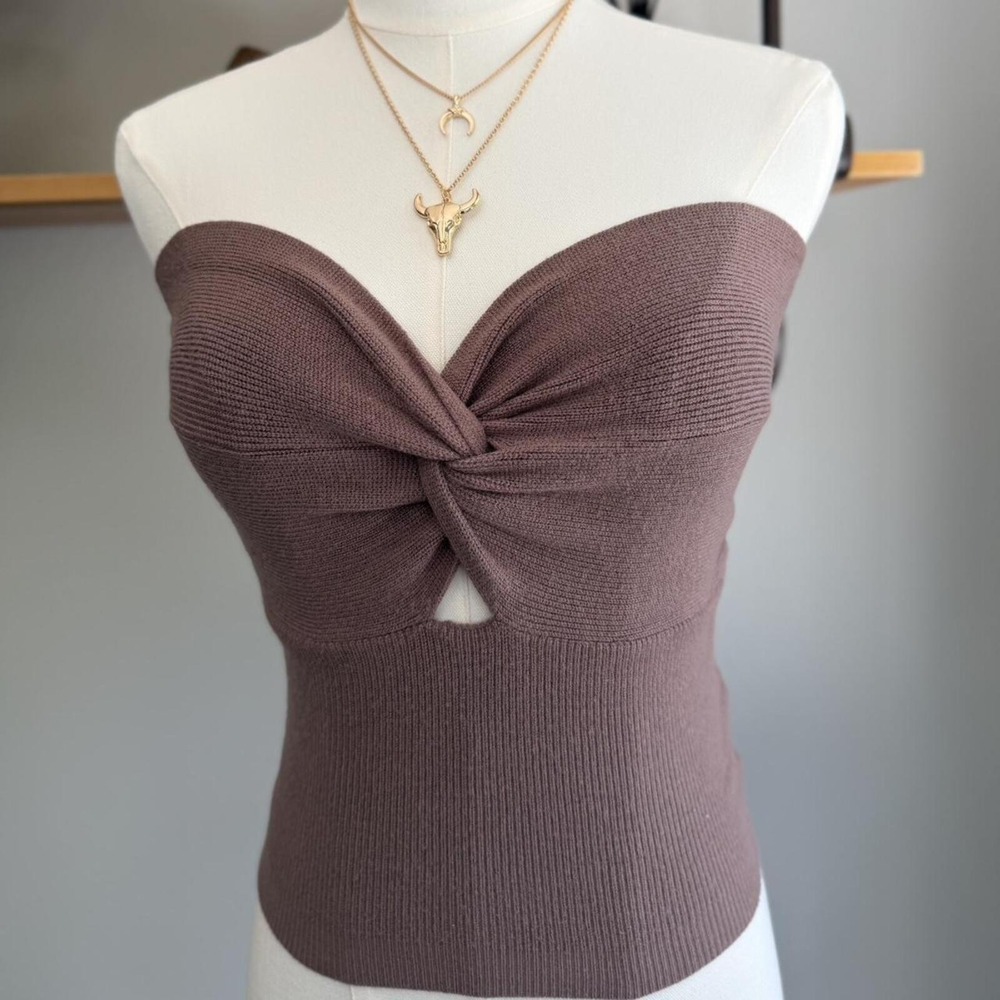 Women's Brown crossover tube top - Picture 7 of 8